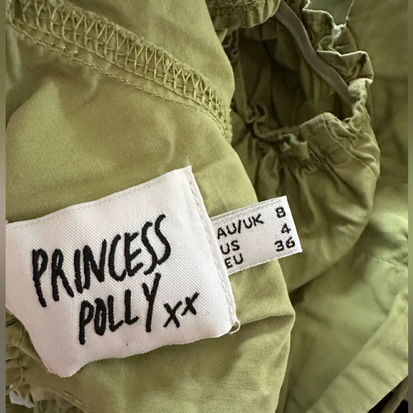Polly princess olive green cropped tie top size 4 - Picture 4 of 4